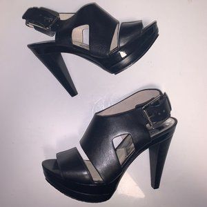 Michael Korls "Carla" Black Leather Heels